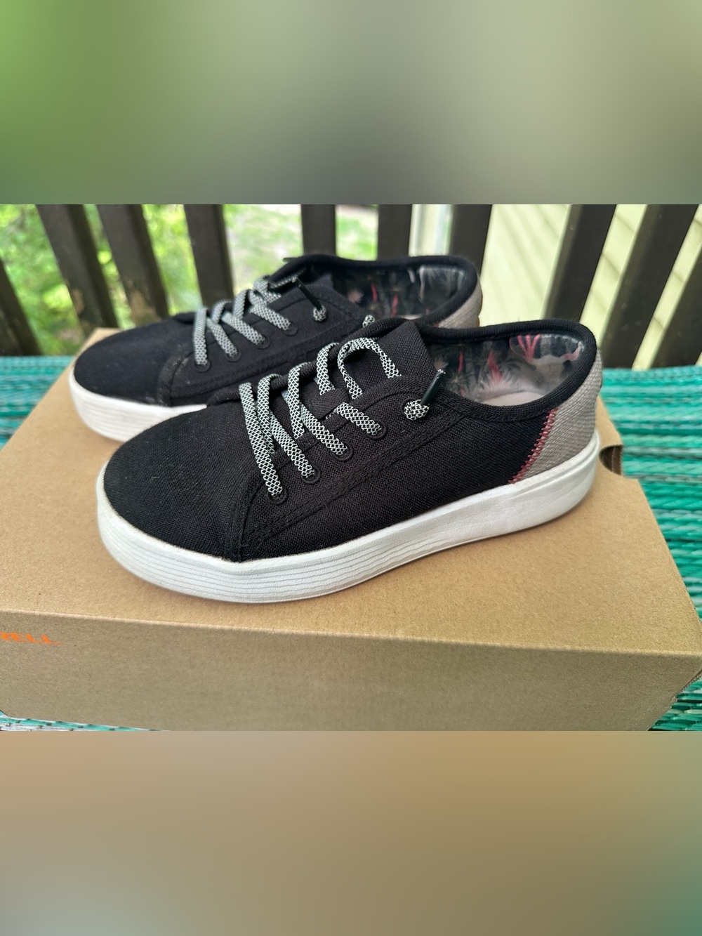 Hey Dude Women’s Black Canvas Sneakers with White Sole